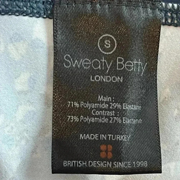 Sweaty Betty London Women's S Mellow Printed 7/8 Trousers Beetle Blue Stay Wild - Picture 8 of 11
